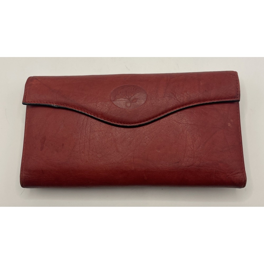 BUXTON Top Grain Cowhide Leather Bi-Fold Wallet with Coin Purse Red Vintage 80's
